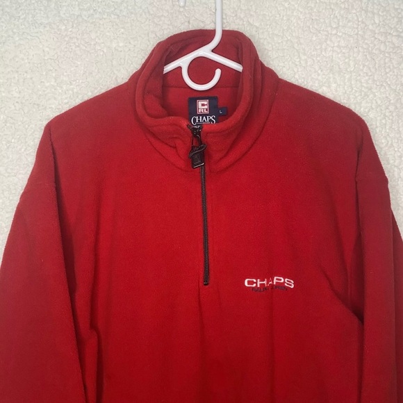 Chaps Ralph Lauren large 1/4 Zip Fleece Sweater Spell out large 90s - Picture 2 of 8